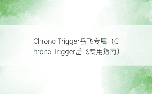 Chrono Trigger岳飞专属（Chrono Trigger岳飞专用指南）