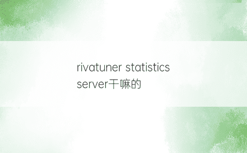 rivatuner statistics server干嘛的